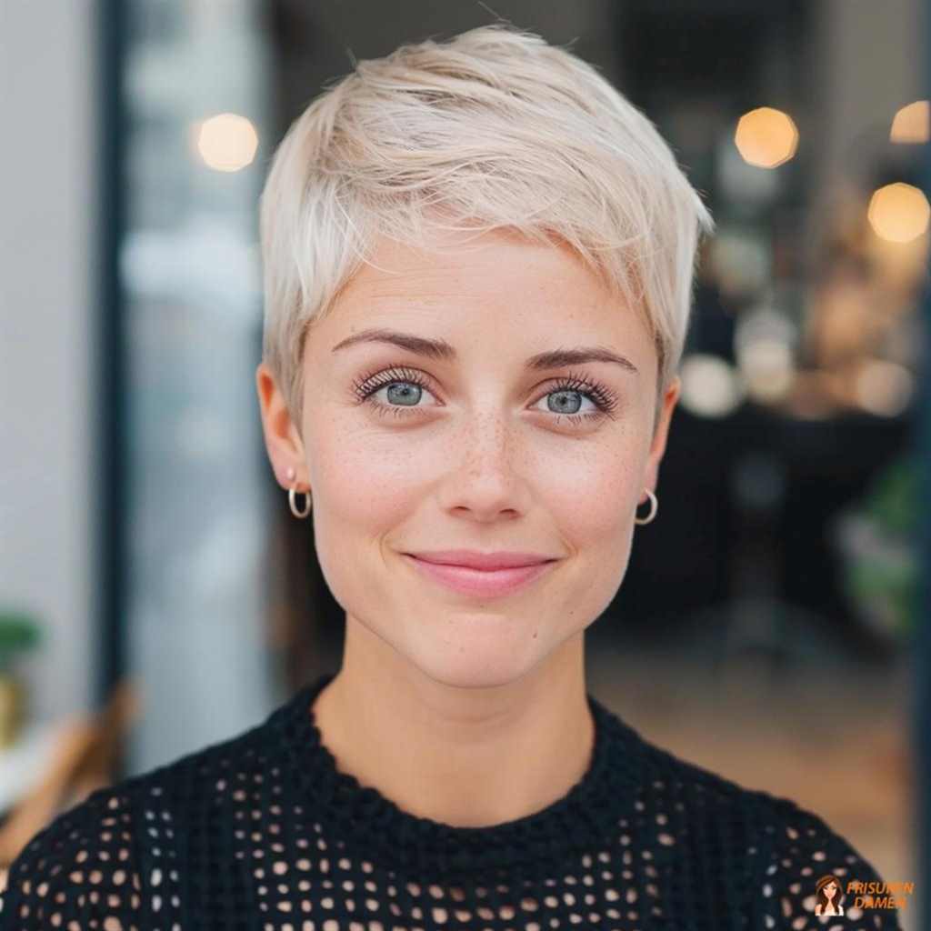 Minimalistischer Pixie Cut mit feinen Linien