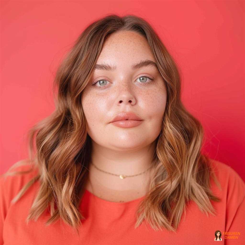 Mittellanger gewellter Bob für mollige Frauen, ausgewogene Proportionen und weiche Bewegung