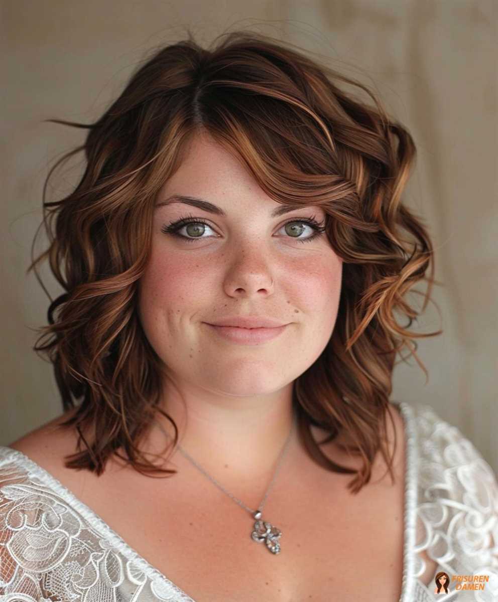 Mittellanger Wellen-Look mit Highlights für rundes Gesicht
