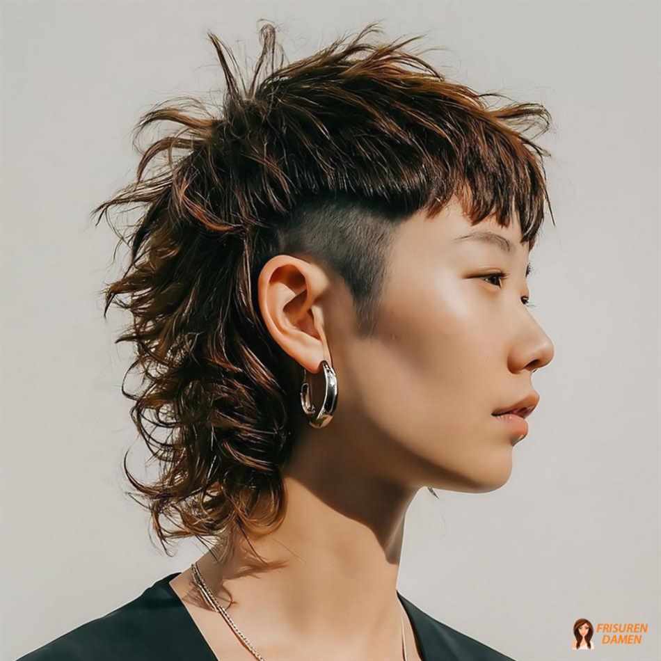 Mittellanger Wolfshaarschnitt für glattes Haar