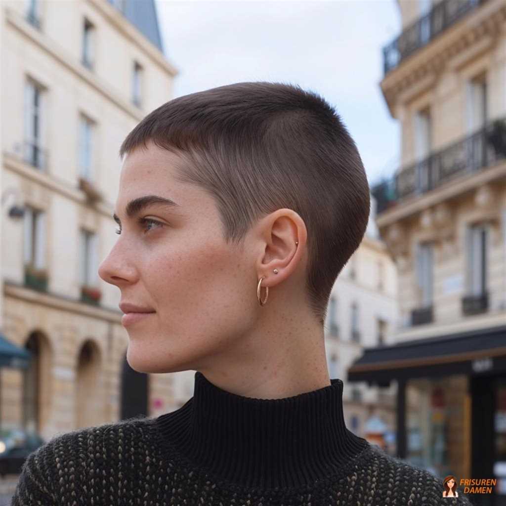 Moderne Buzz-Cut-Variation mit subtilen Details für frischen, zeitgemäßen Effekt