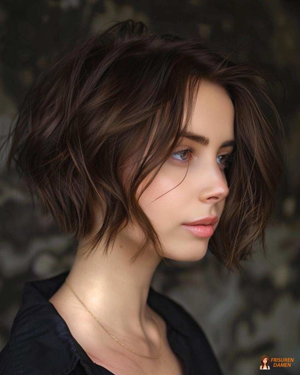 Asymmetrischer schwarzer Bob für Frauen mit moderner, schlanker Kontur