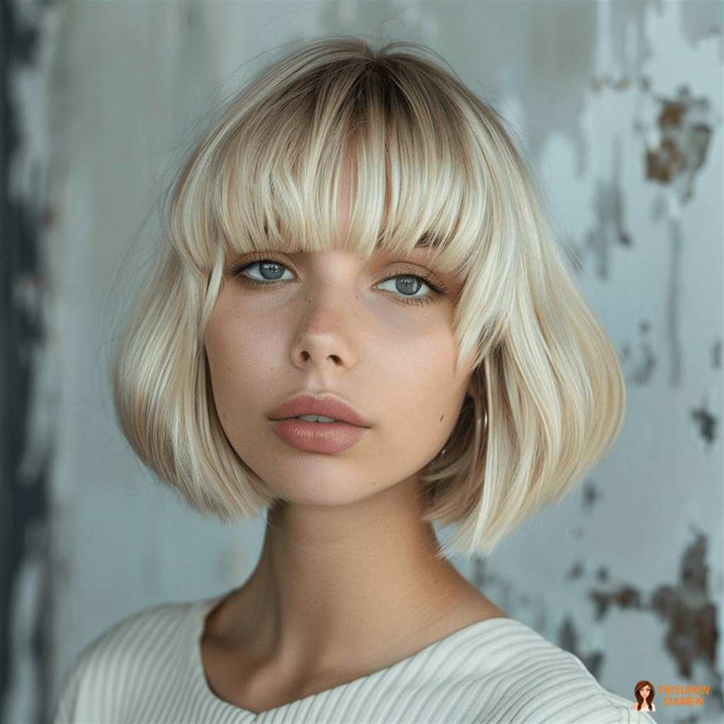 Moderner Bob mit kantigem Pony für Frauen mit klarer Gesichtsstruktur