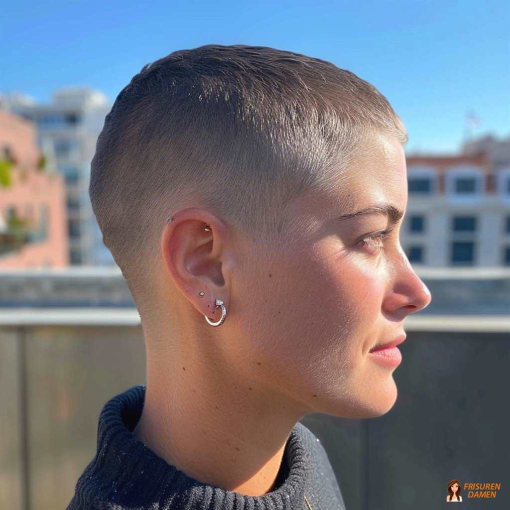 Moderner Buzz Cut mit sanften Übergängen und schmeichelhaft weicher Kontur