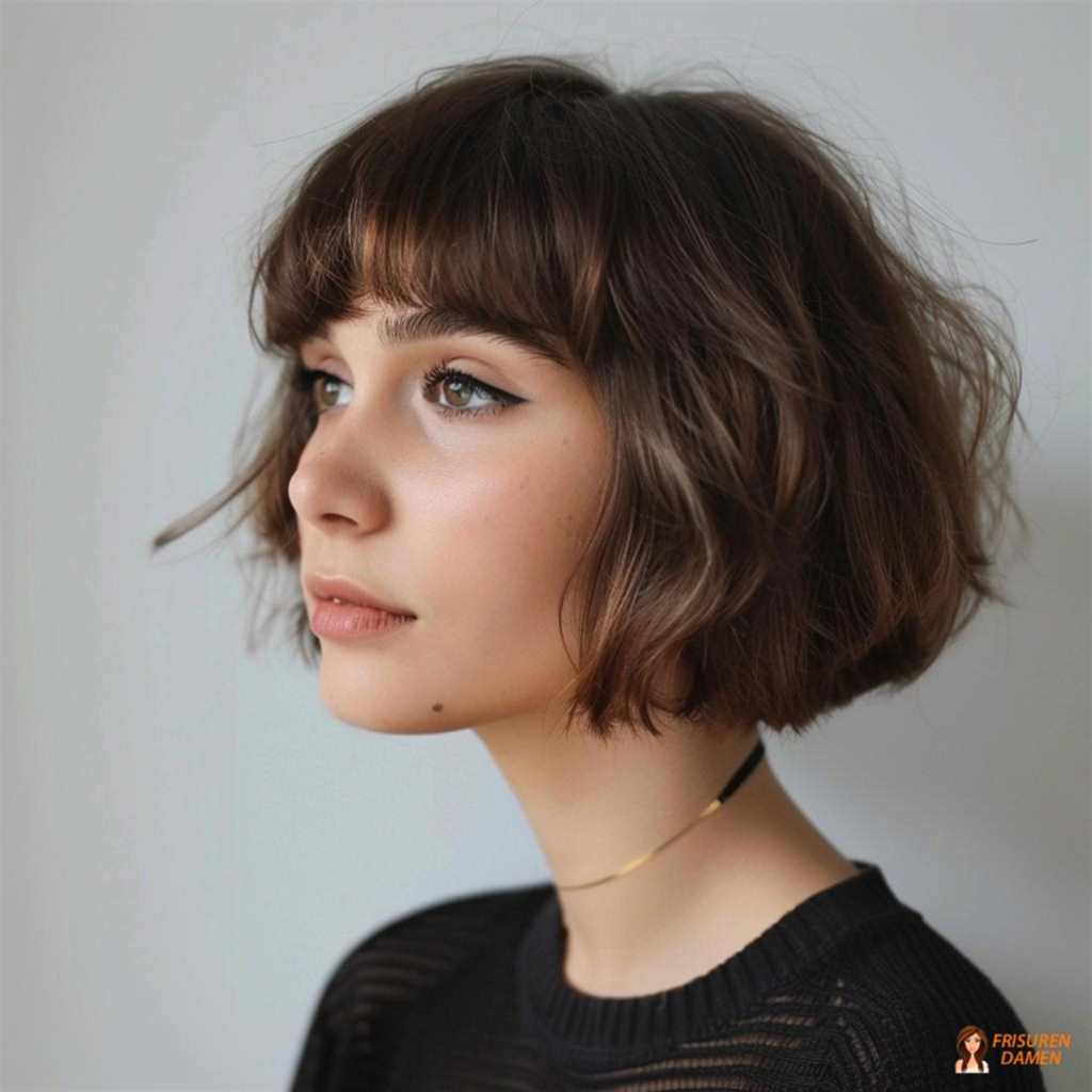 Moderner French Bob mit klassischem Pony für Frauen