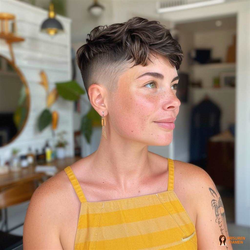 Kurzer Undercut für Frauen mit kompakter Form und leichtem Styling-Finish