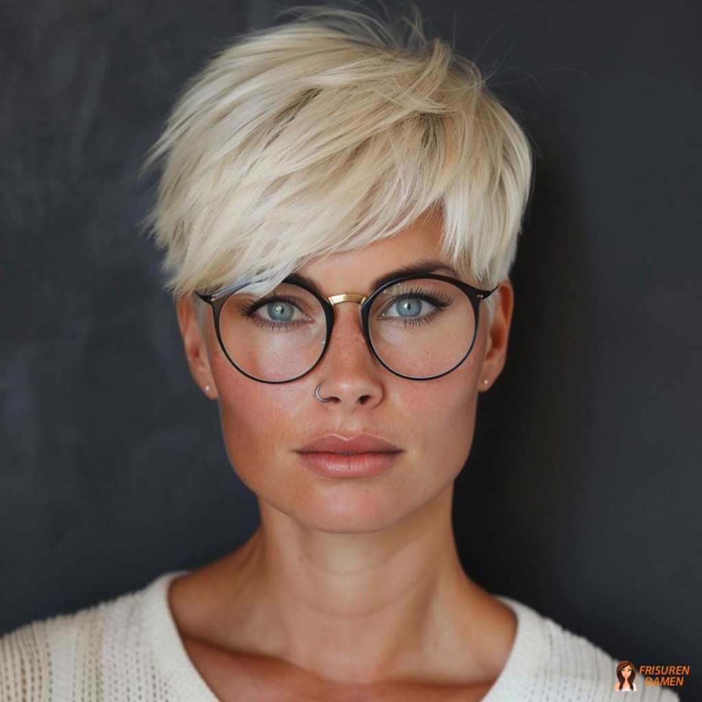 Moderner Kurzhaarschnitt ab 60 mit eleganter Silhouette, der graue Nuancen stilvoll und gepflegt präsentiert