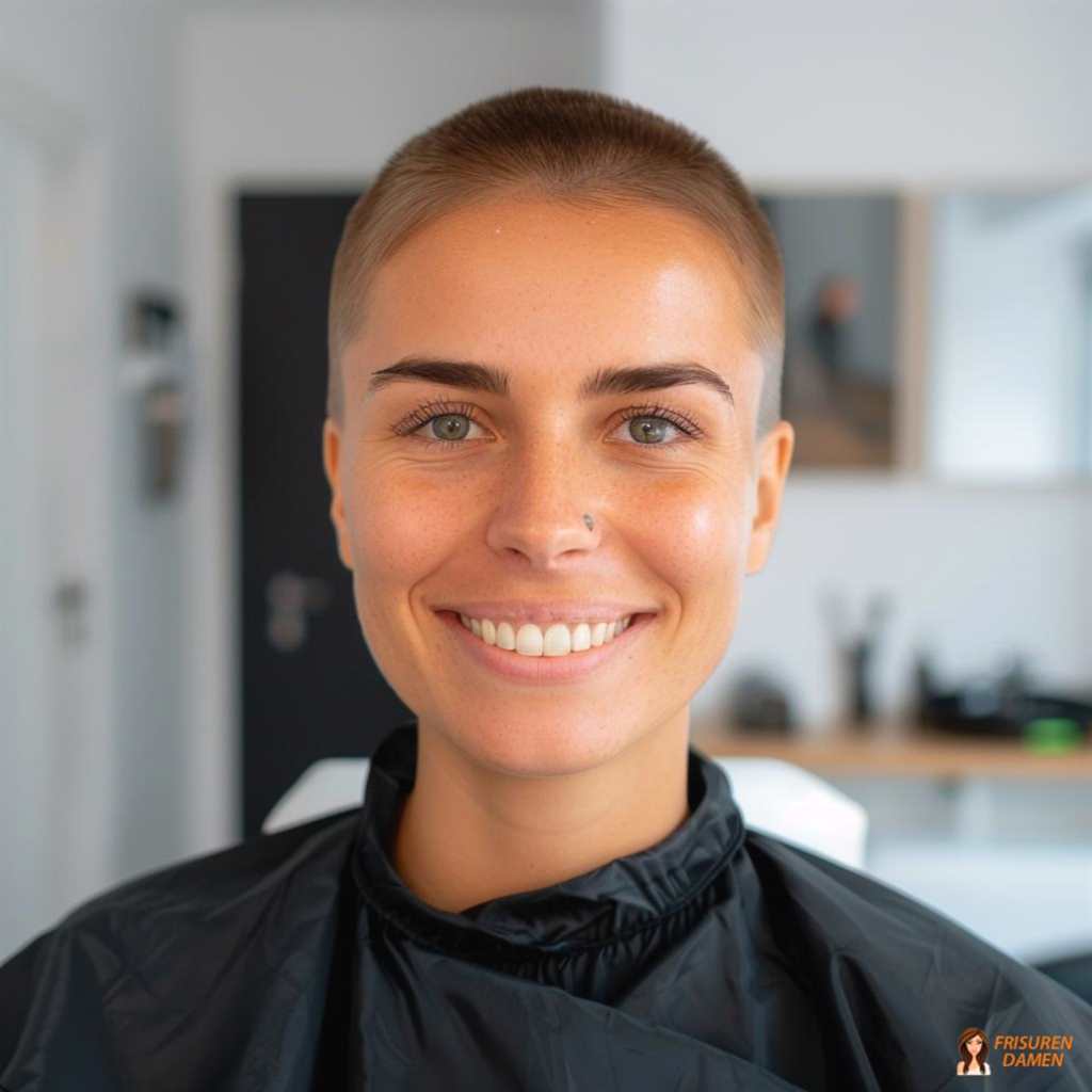 Moderner Pixie-Buzz Mix mit leichter Form am Oberkopf und kurzer, klarer Kontur