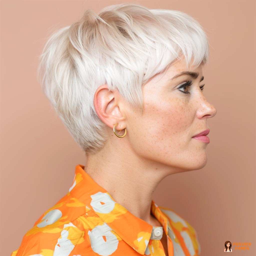 Moderner Pixie mit Pony als sanfter Kurzhaarlook für Frauen ab 50