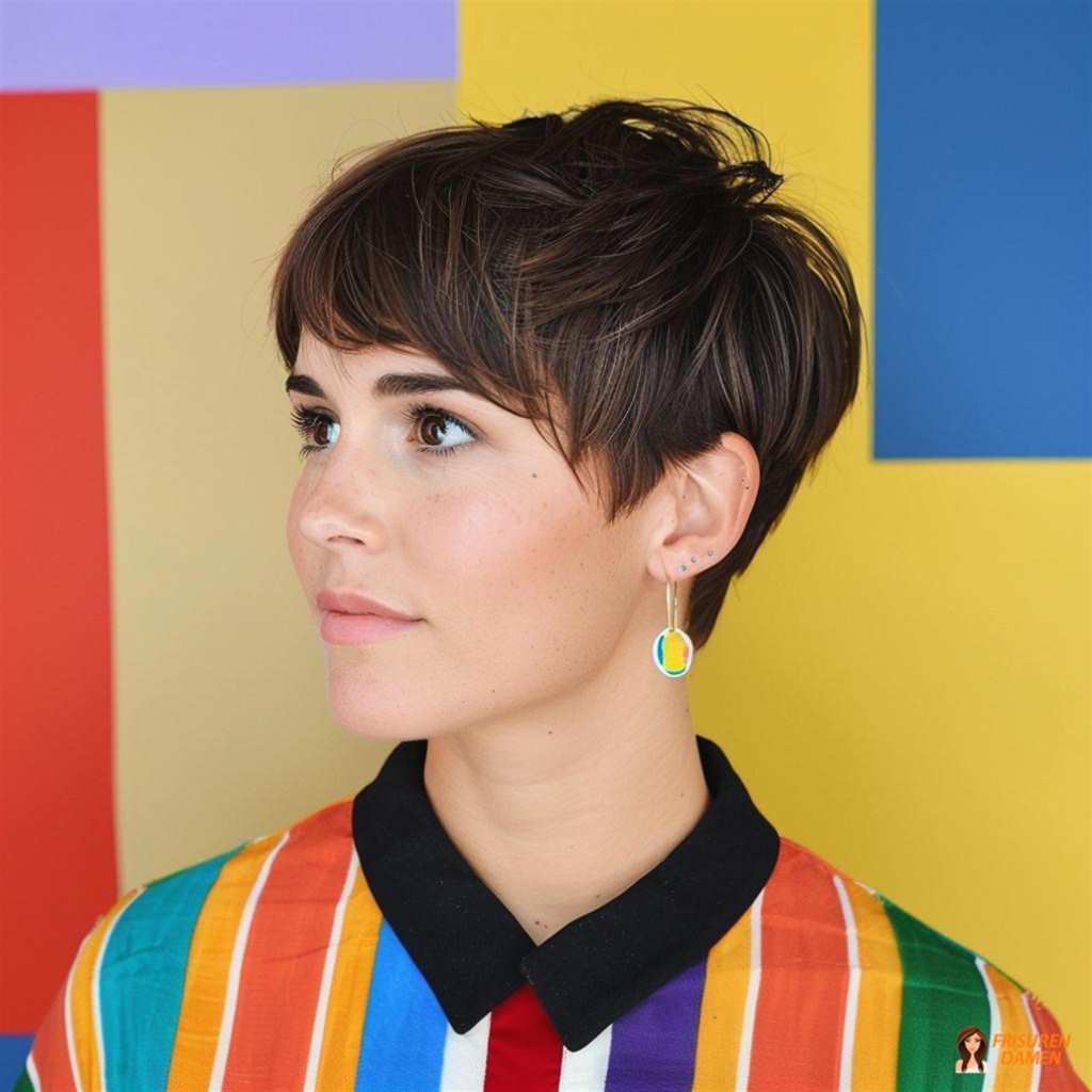 Moderner Pixie mit Pony und weichen Konturen für einen frischen, femininen Look