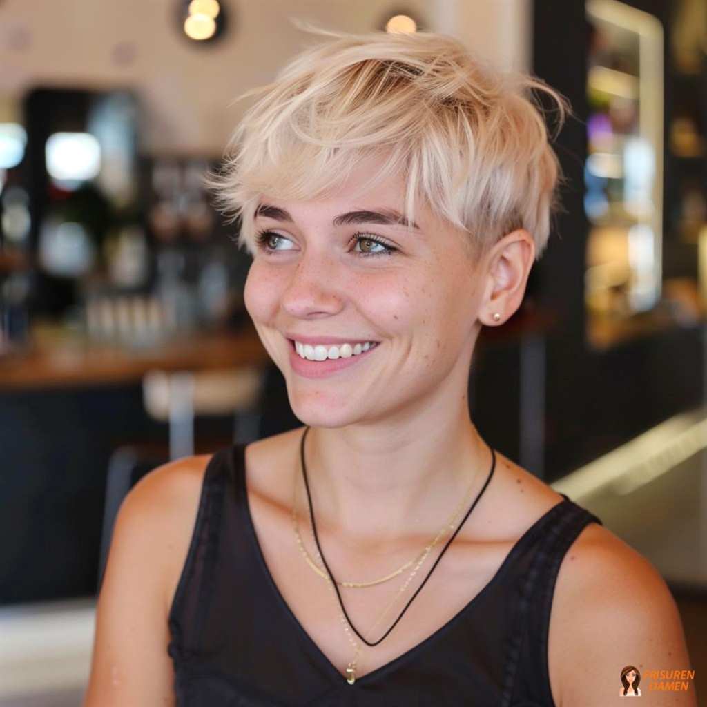 Moderner Platin Pixie Cut für Damen