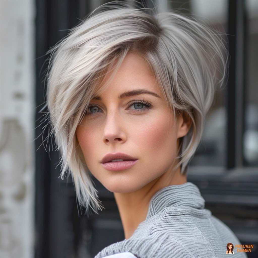 Moderner Silberschnitt mittellang für Frauen