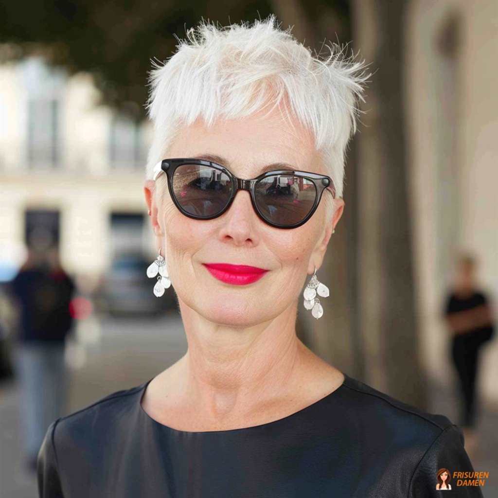 Moderner Undercut-Pixie für Frauen über 50 mit selbstbewusstem Stil