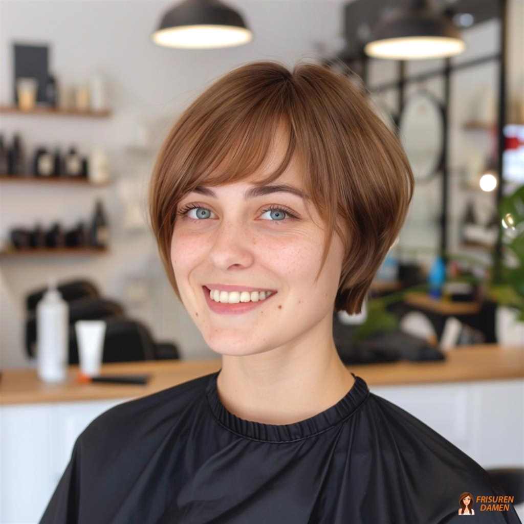 Modischer Kurzhaarschnitt für Frauen ab 30, frischer Look mit leichter Wirkung