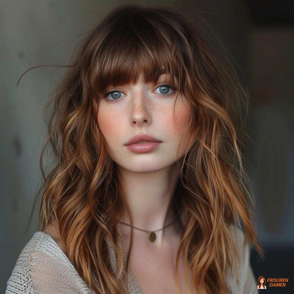 Natürliche Wellen mit langem Pony für Frauen