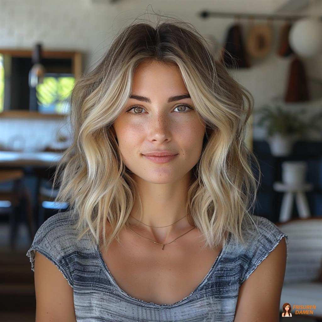 Natürlicher Balayage-Look für Damen mit weichem Verlauf und strahlendem Blondton