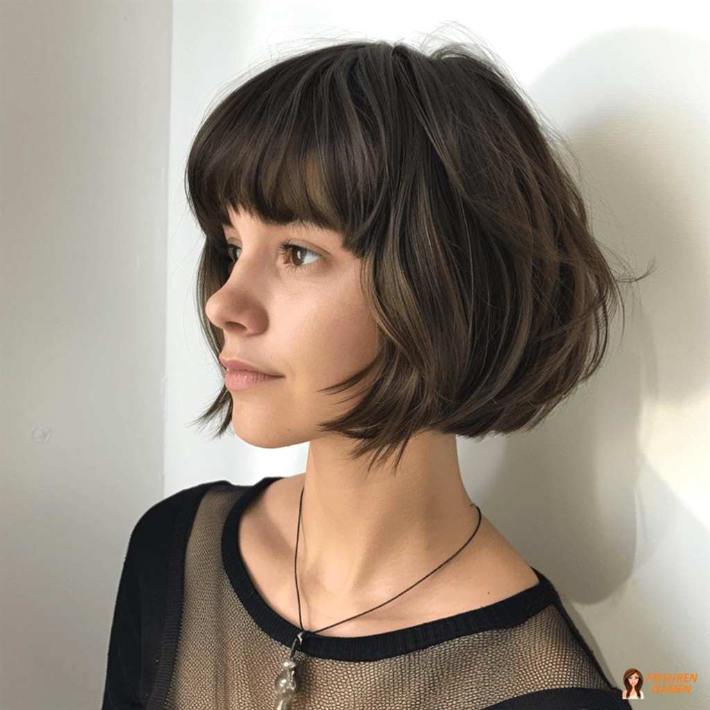 Natürlicher Bob mit texturiertem Pony für Frauen mit dünnem Haar