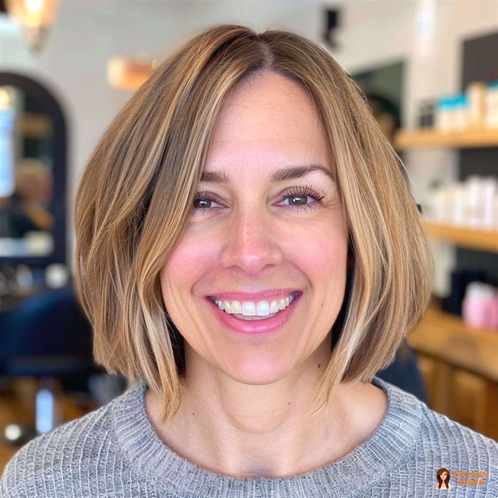 Natürlicher Bob für Frauen ab 50 mit feinem Haar, weiche Highlights und mehr Tiefenwirkung