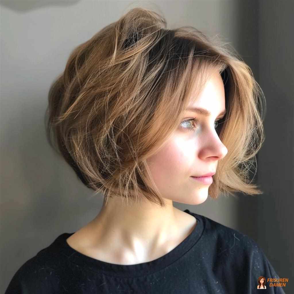 Natürlicher Schwung durch gestufte Frisur bei mittellangem Haar