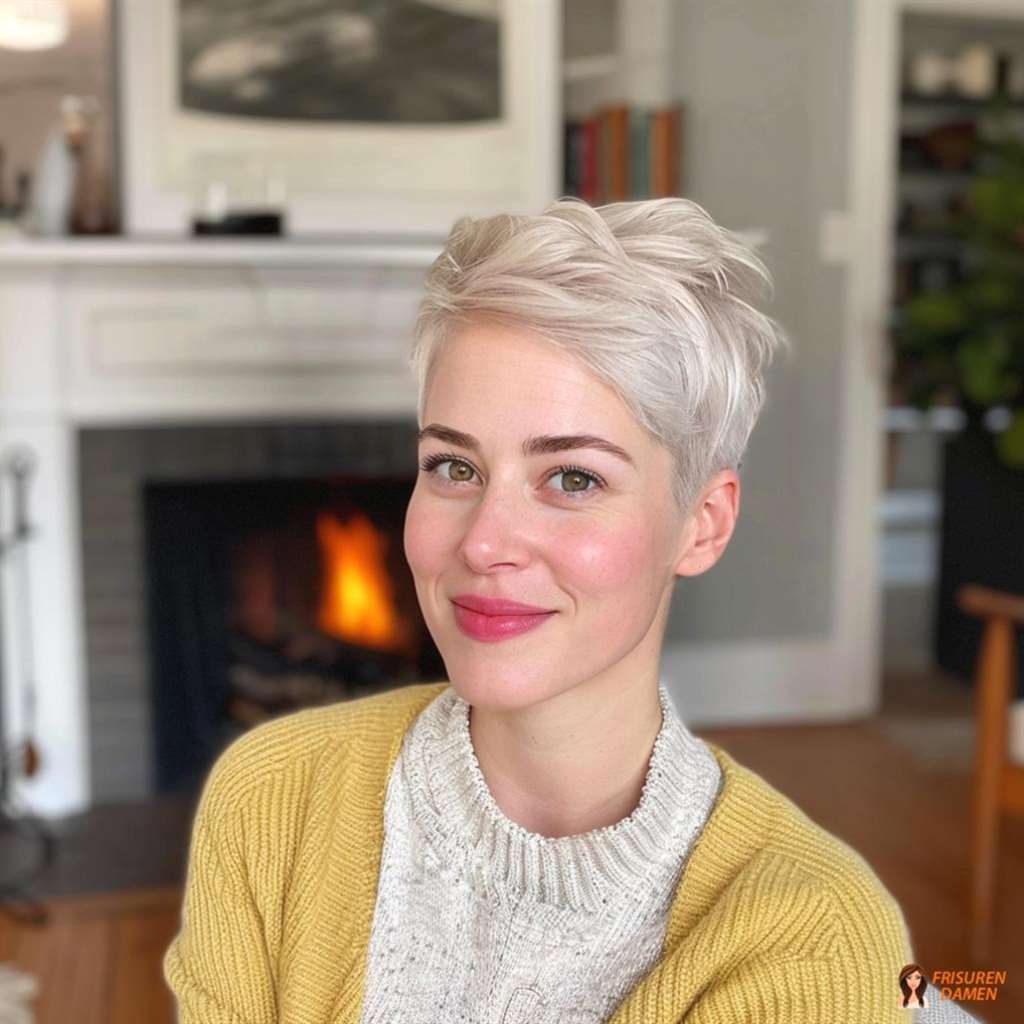 Platin Pixie Cut mit natürlichem Volumen