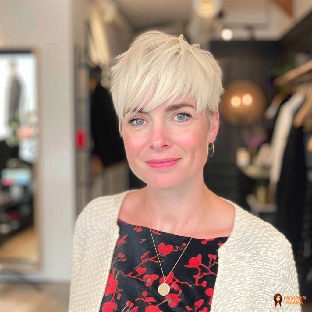 Platinblonder Pixie für Damen, strukturierter Kurzhaarschnitt