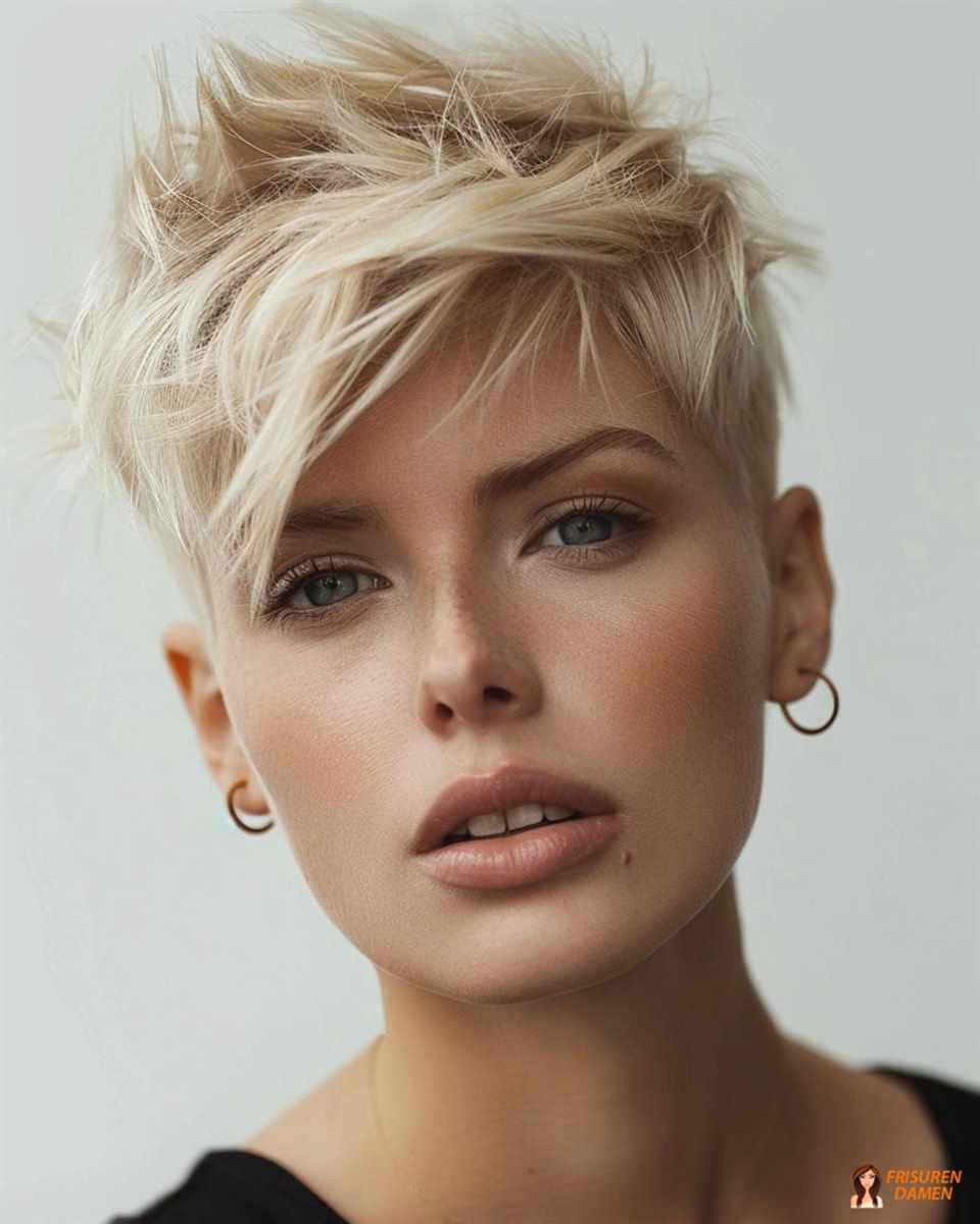 Platinblonder Pixie für Frauen – markant, modern und charakterstark