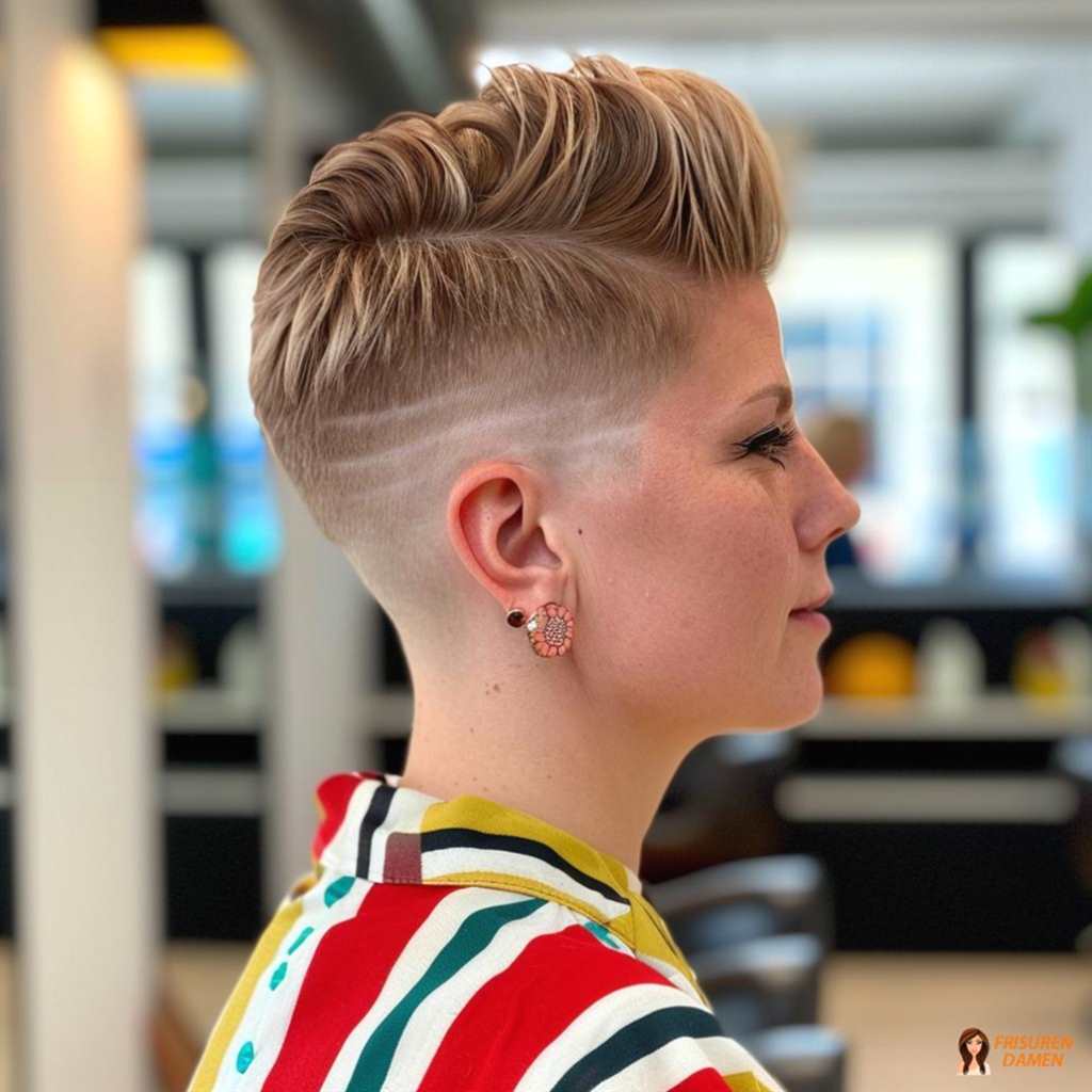 Undercut-Frisur für Frauen mit präzisem Musterschnitt und klaren Linien