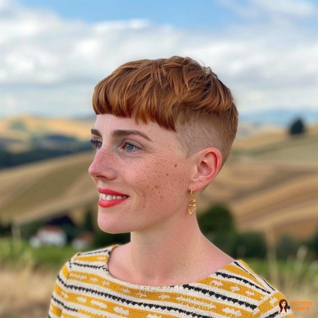 Retro-inspirierter Kurzschnitt für Frauen mit moderner Textur und markanter Form