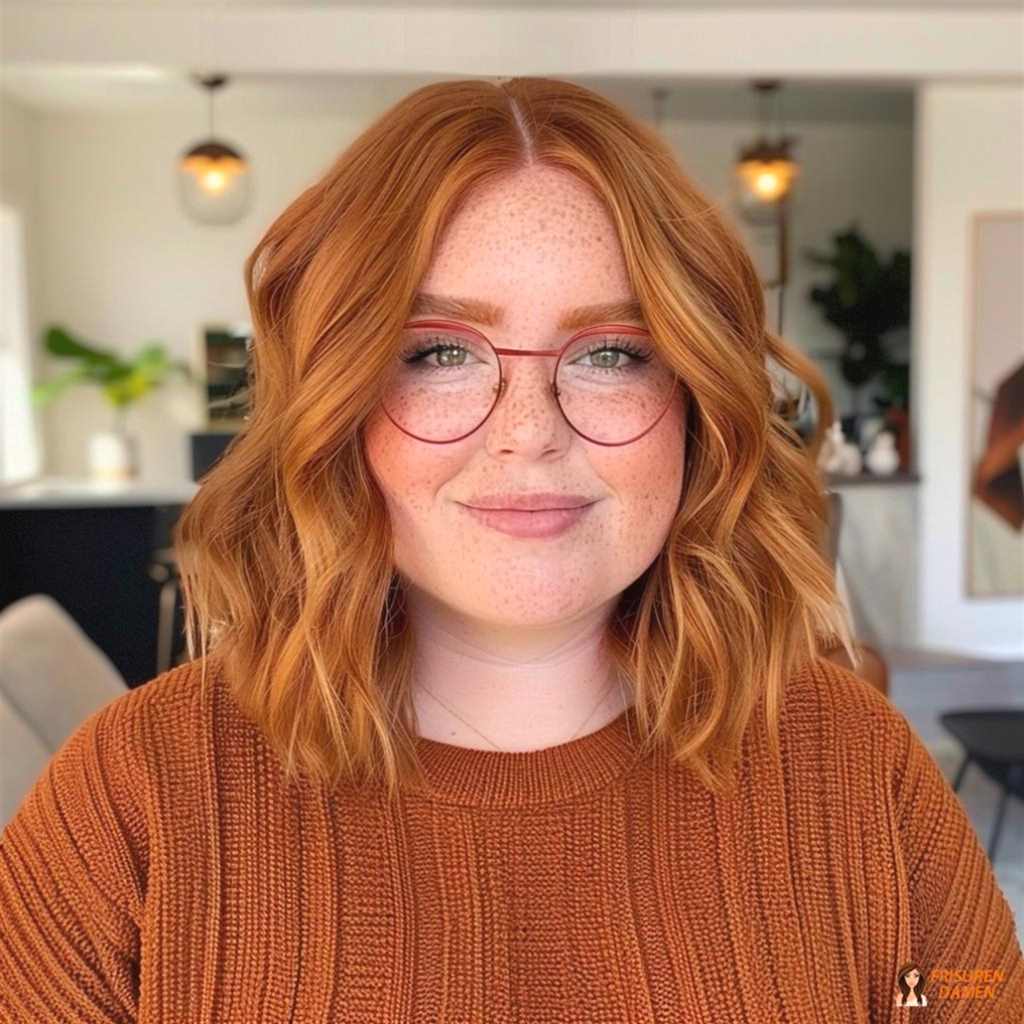 Roter strukturierter Lob für mollige Frauen, lebendige Textur und streckende Länge