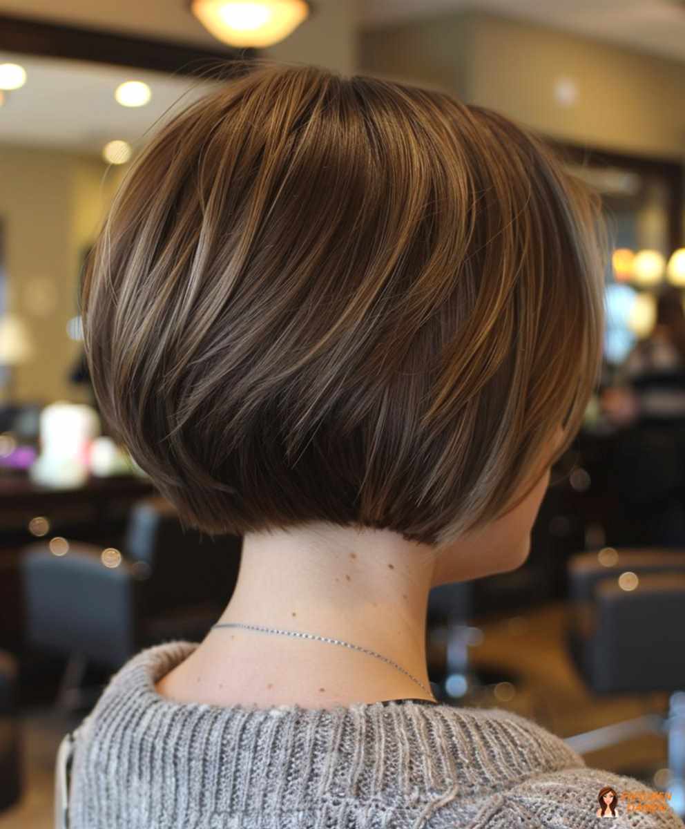 Weich gestufter Bob für Frauen mit sanfter Kontur und runder Rückansicht