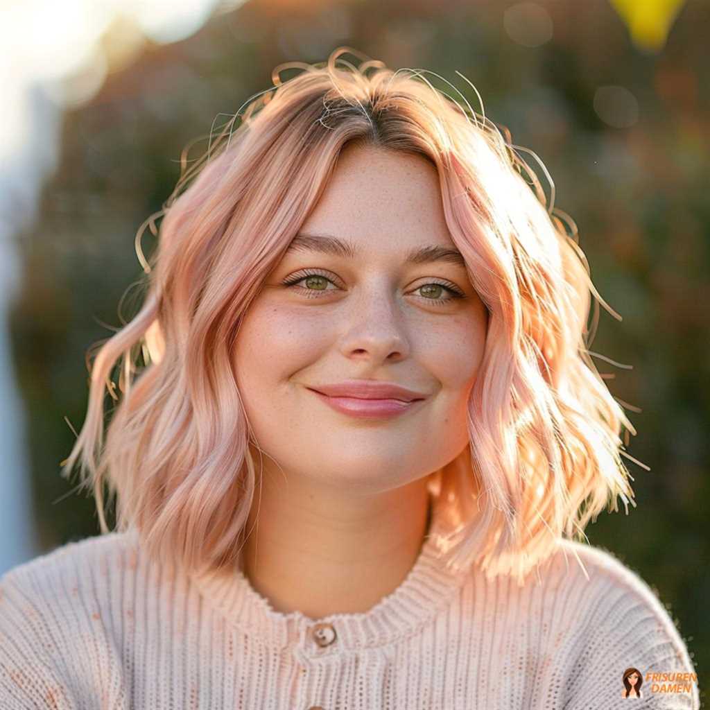 Sanfte Pastellwellen für mollige Frauen, weiche Farbe und moderne Ausstrahlung