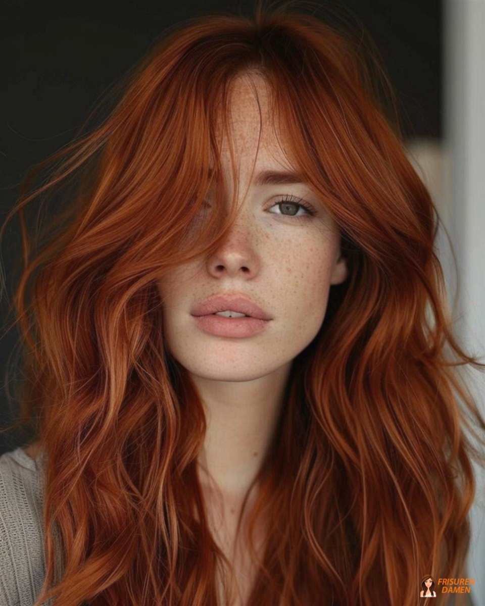 Undone-Frisur mit weichen Rottönen für Frauen