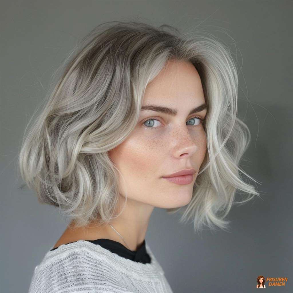 Sanfte graue Wellen mittellang für Frauen