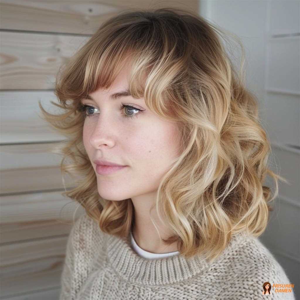 Sanfte Wellen mit Pony im Ombré-Stil für Frauen