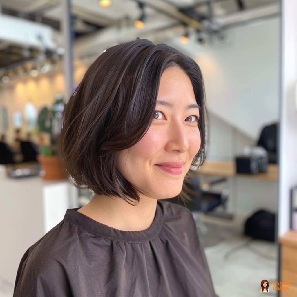 Seitlich gescheitelter Bob mit weicher Form und natürlichem Volumen