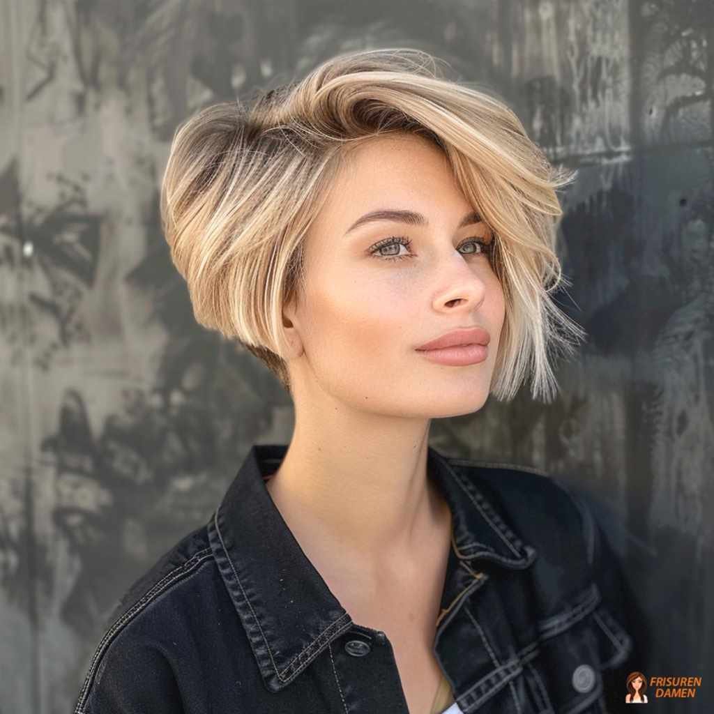 Strukturierter Bob für Frauen ab 60 ohne Brille mit lebendiger Bewegung