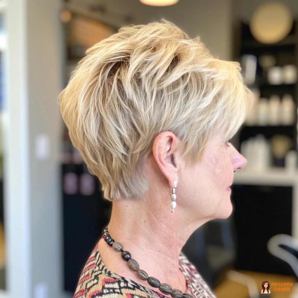 Kurzer Stufenschnitt für ältere Damen, elegant und gepflegt