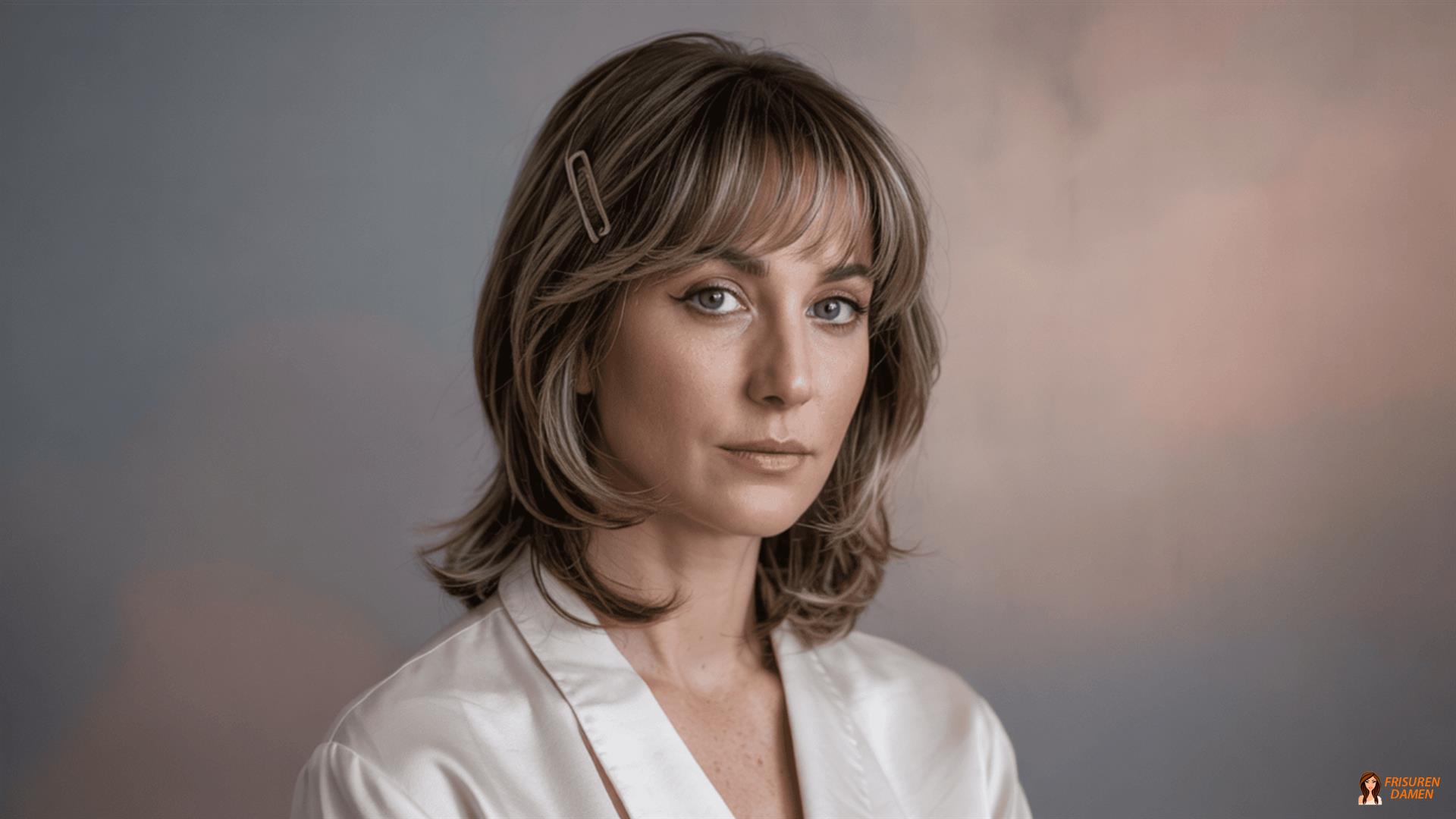 Schulterlang mit ausgefranstem Pony