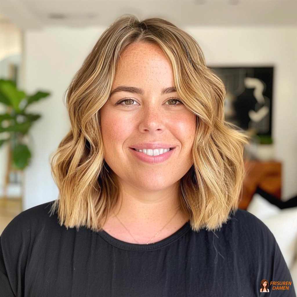 Schulterlanger Wellen-Schnitt für mollige Frauen, elegante Länge mit weicher Bewegung