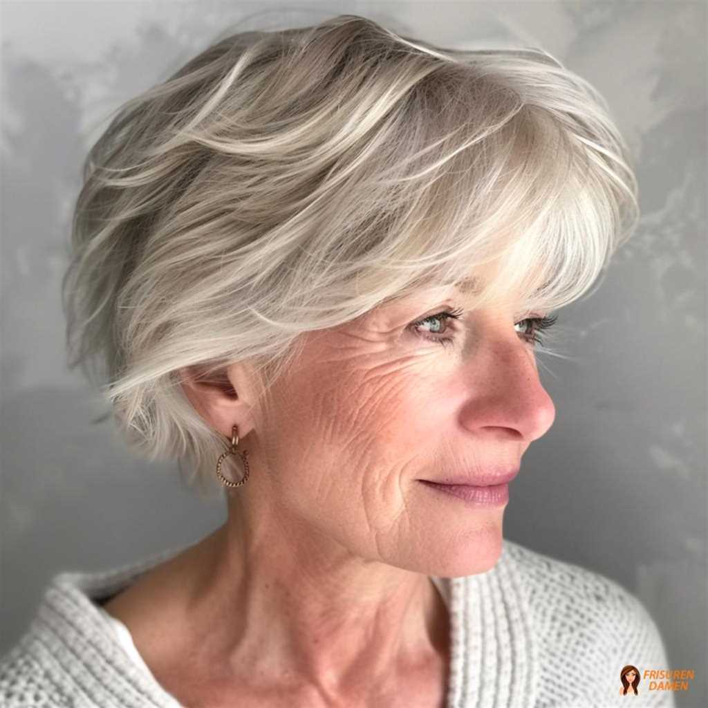 Sanfter Silberlook für Frauen ab 60 ohne Brille mit weicher Textur