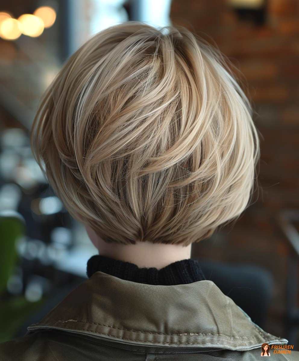Soft-texturierter Bob für Frauen mit modernem Flair und ruhiger Rückenansicht