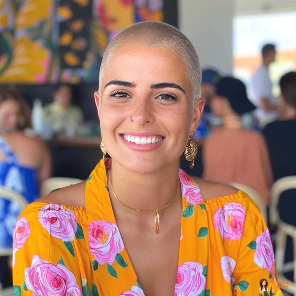 Stilvoller Buzz Cut mit natürlicher Eleganz, gleichmäßiger Länge und sanftem Finish