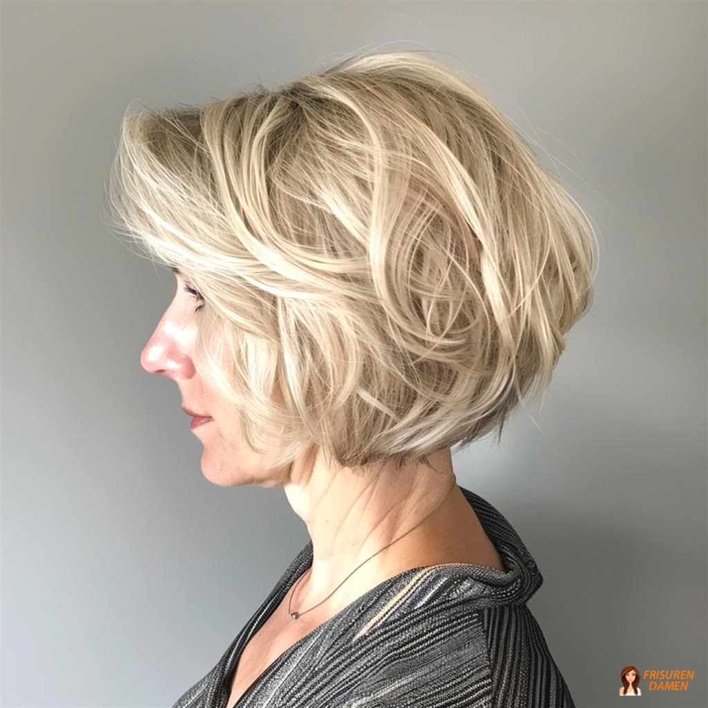 Stilvoller Kurzhaarschnitt für Frauen ab 60 ohne Brille mit klarer Silhouette