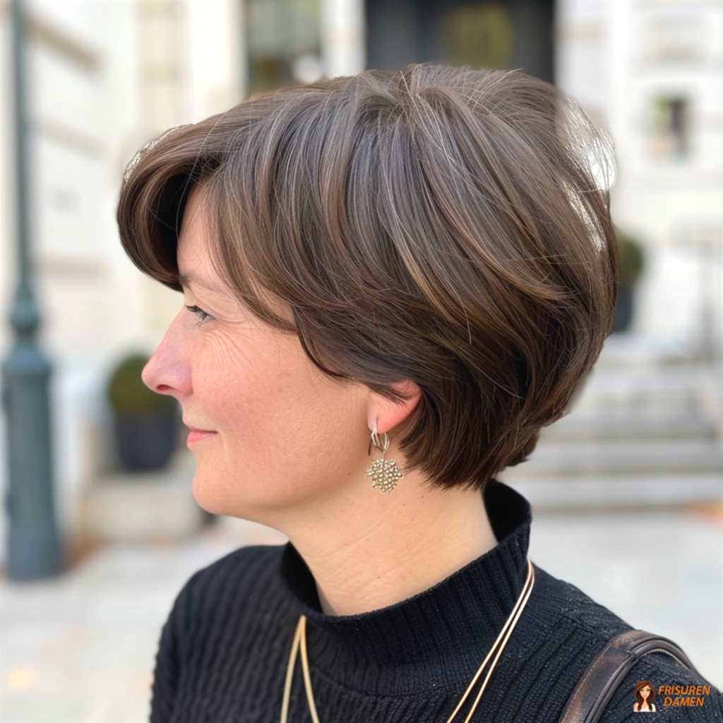 Strukturierter gestufter Bob für Damen, poliertes Styling mit edlem Effekt