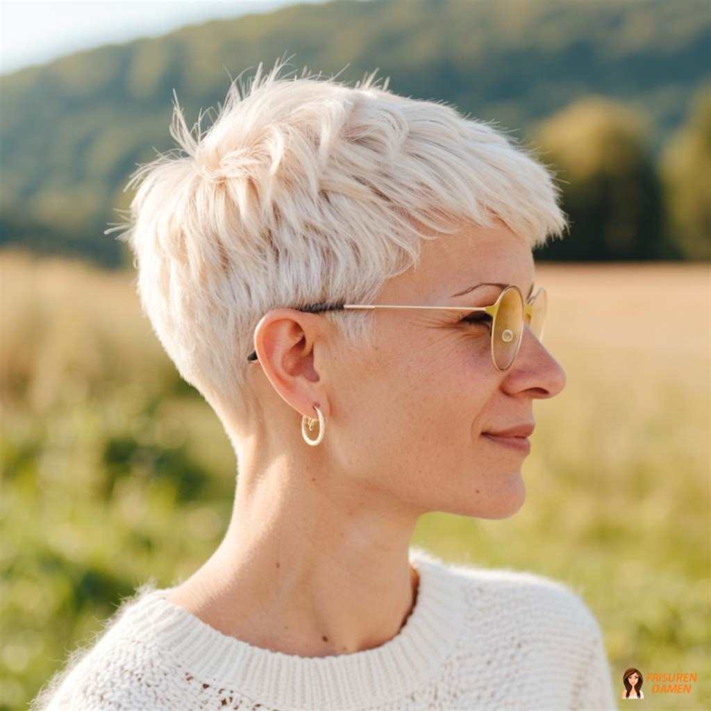 Strukturierte Kurzhaarfrisur für Damen, moderner Stufenschnitt