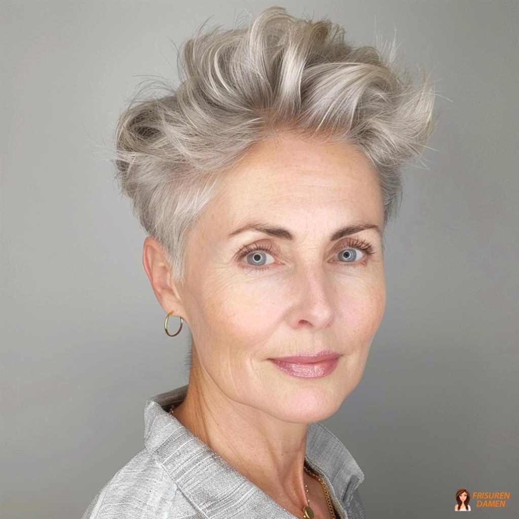 Strukturierte Kurzhaarfrisur ab 60 – modern und charakterstark