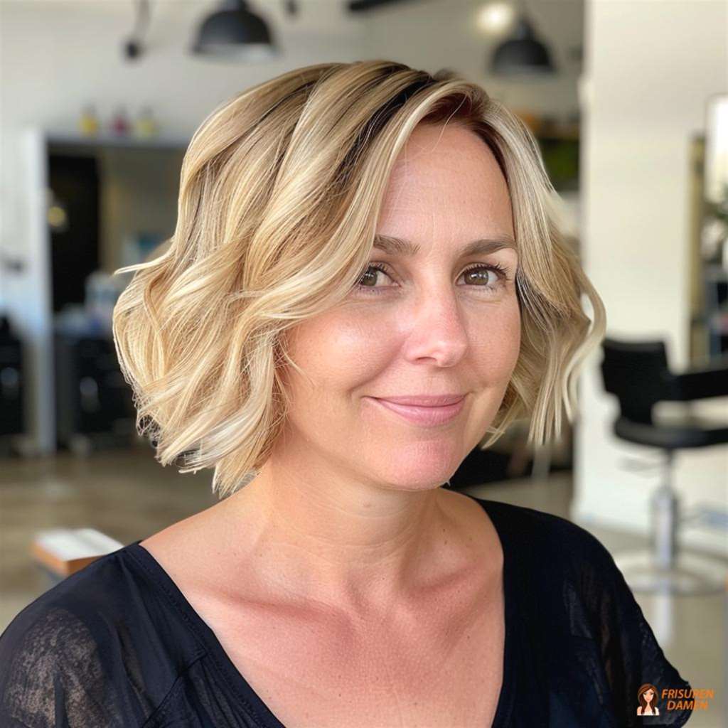 Strukturierter Bob für Damen, Stufenschnitt mit weichen Wellen