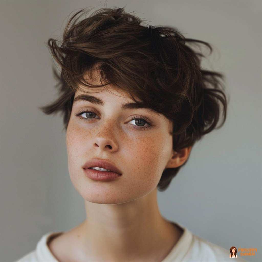 Strukturierter Kurzhaarschnitt mit Volumen am Oberkopf für einen frischen, verjüngenden Effekt