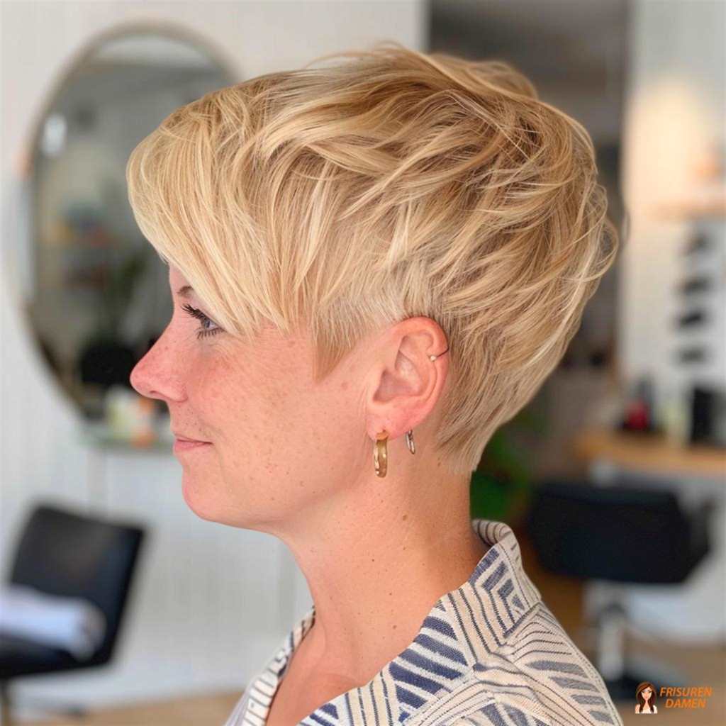 Strukturierter Undercut Pixie für Damen mit starkem Ausdruck
