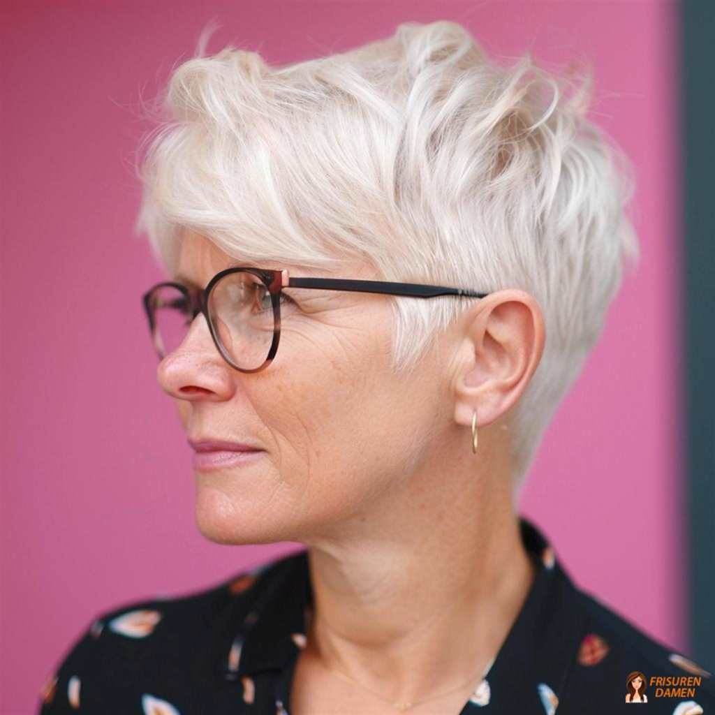 Elegante Kurzhaarfrisur für Frauen über 50 mit natürlichem Volumen